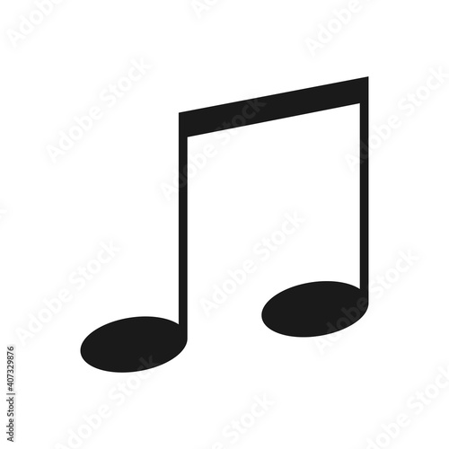 Eighth notes, song, melody. Black and white silhouette of musical notes. Illustration photo