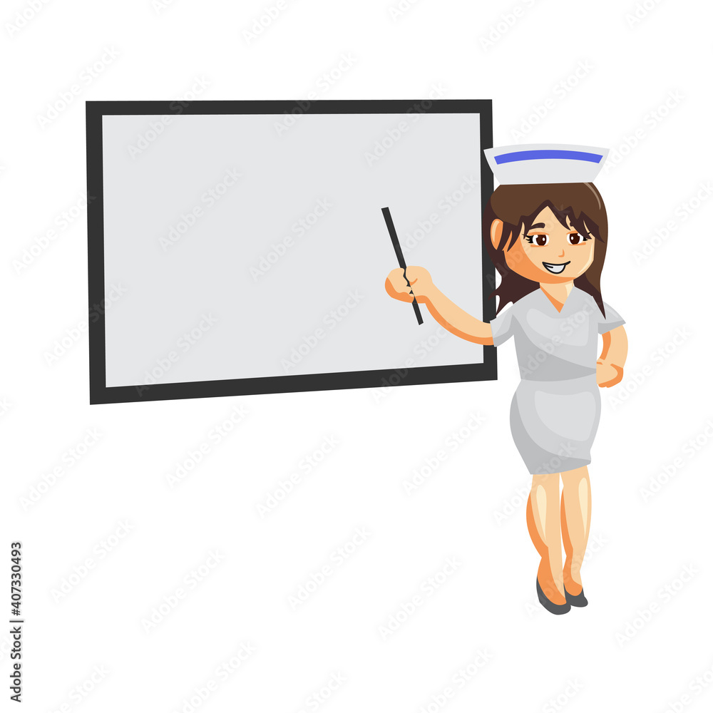 Nurse Woman hospital character clothes healthcare mascot With Blank Board Nurse Woman hospital character clothes healthcare mascot With Blank Board