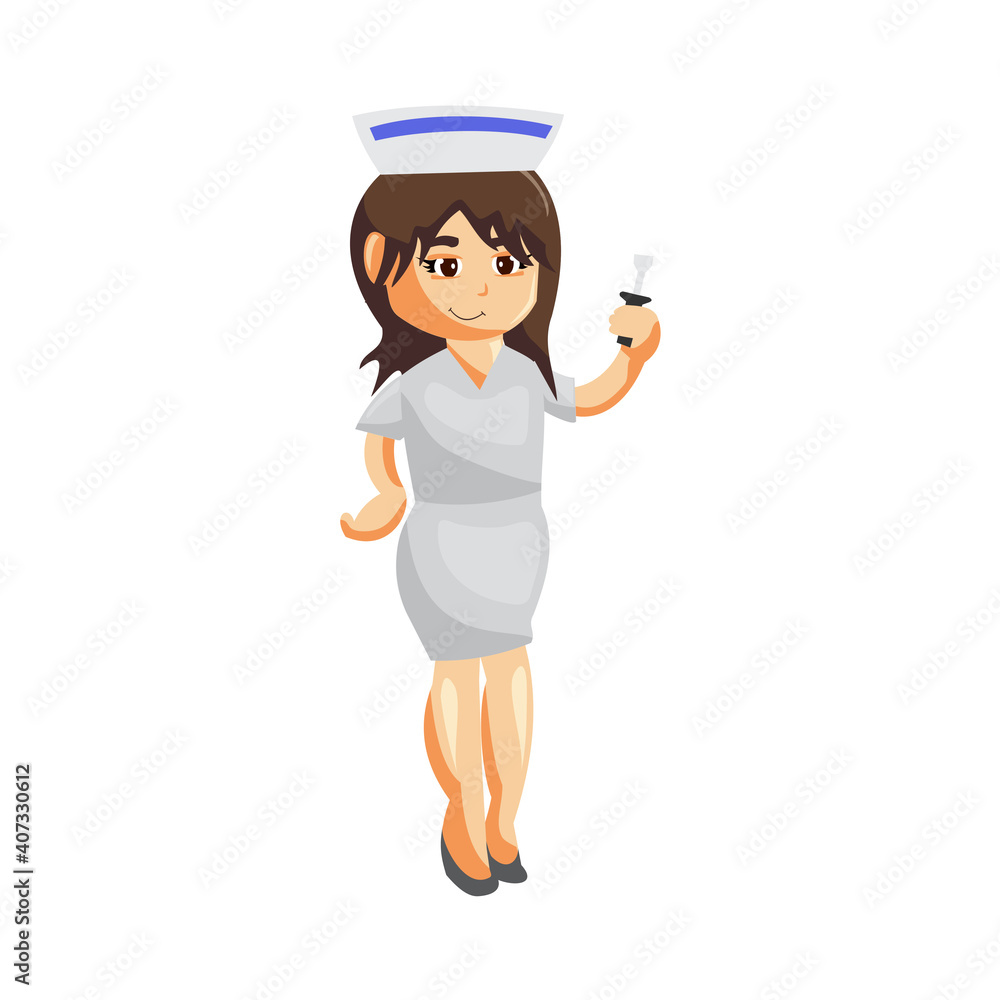 Nurse Woman hospital character clothes healthcare mascot Hold Screwdriver Nurse Woman hospital character clothes healthcare mascot Hold Screwdriver