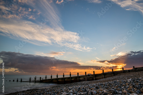 Worthing Beach at Sunset  West Sussex  UK