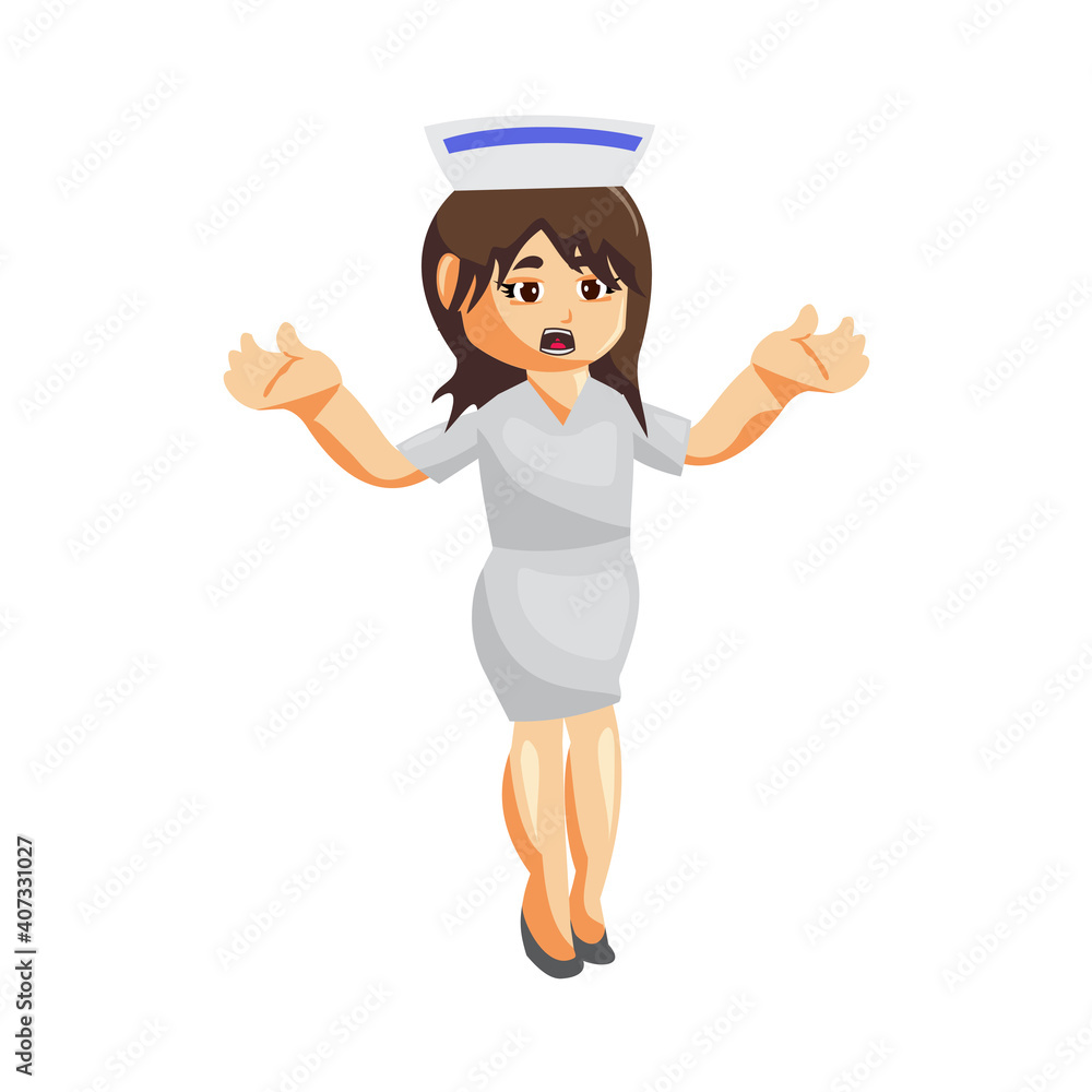 Nurse Woman hospital character clothes healthcare mascot confused
