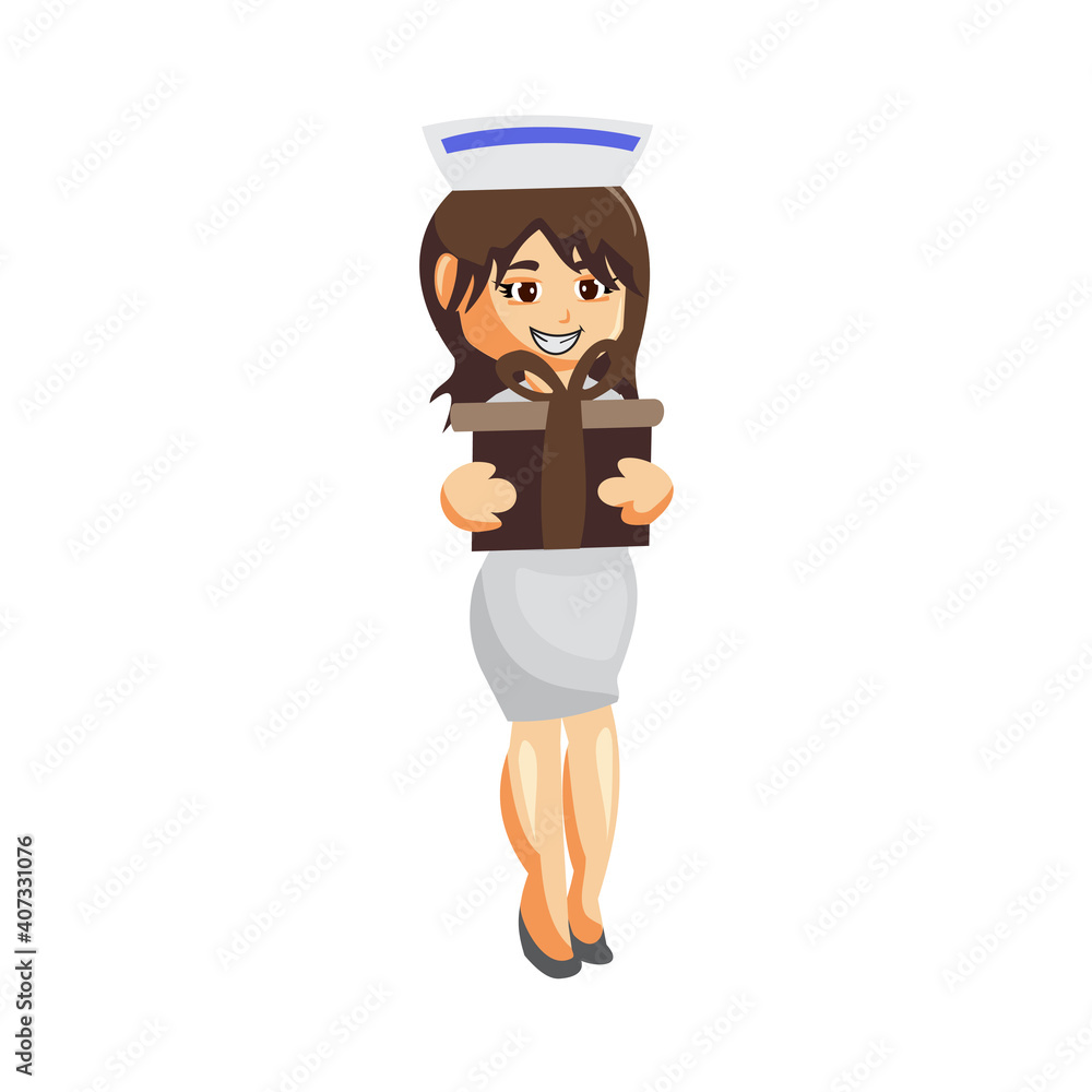 Nurse Woman hospital character clothes healthcare mascot Bring Gift