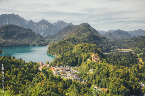 Hohenschwangau Castle Schloss Hohenschwangau . 19th-century palace. Summer day. Hohenschwangau. Germany