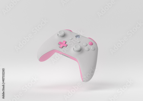Pink The best Game pad floating on white background. minimal concept idea. 3d render.