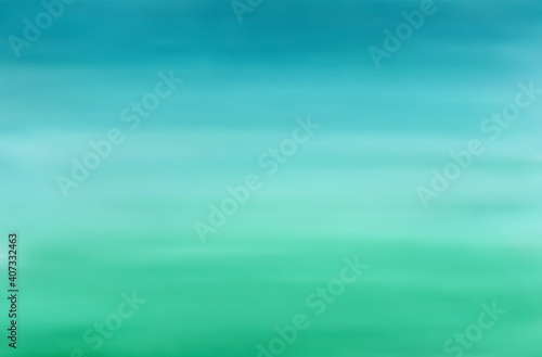 Horizontal vector gradient from blue to green watercolor background. Bright aquamarine forest and water or sky textured concept illustration