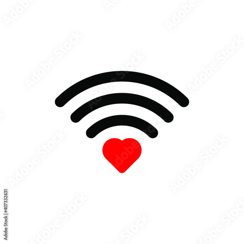 Heart wifi. Vector heart connect icon in flat style. Heart signal. Red wifi icon in flat style isolated on white background. Love connection.Wifi hotspot signal. Love signal.