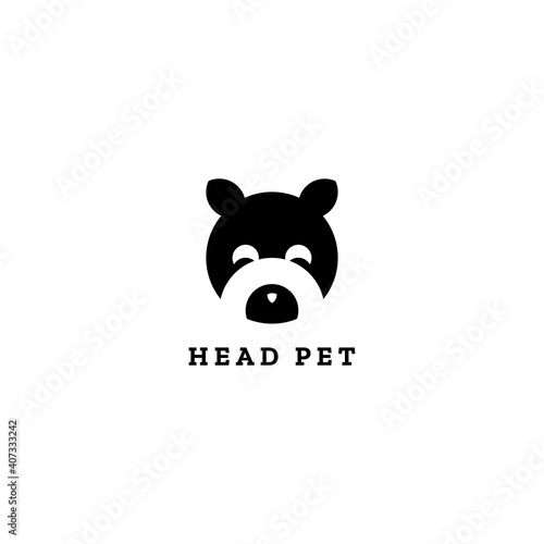 unique and cute pet head logo  in black. editable vector color to your liking.
