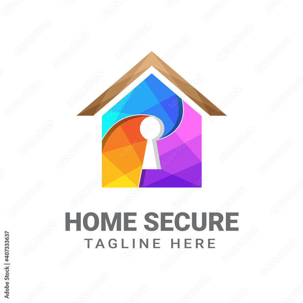 Gradient secure home logo, home lock, real estate logo design Gradient secure home logo, home lock, real estate logo design