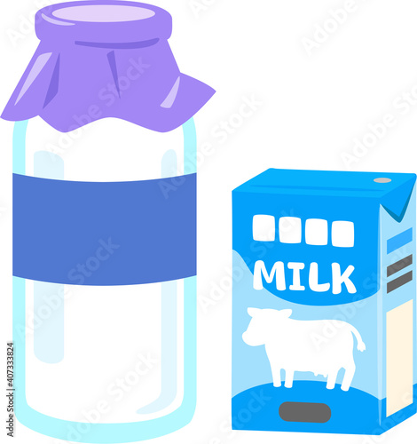 瓶入りの牛乳と紙パック入りの牛乳