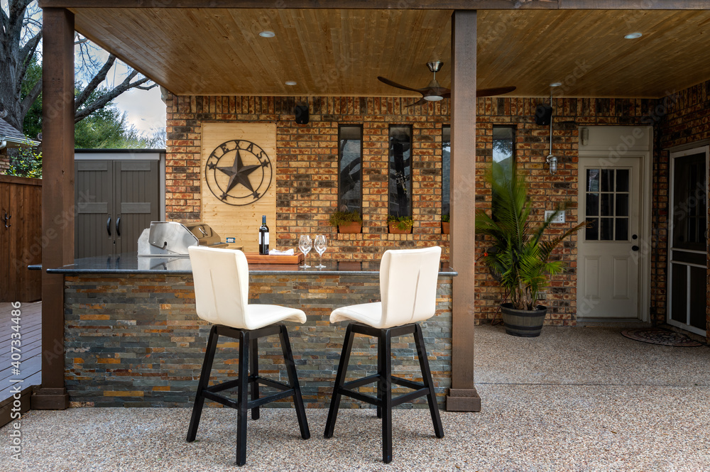 Modern outdoor kitchen that has been freshly built Modern outdoor kitchen that has been freshly built