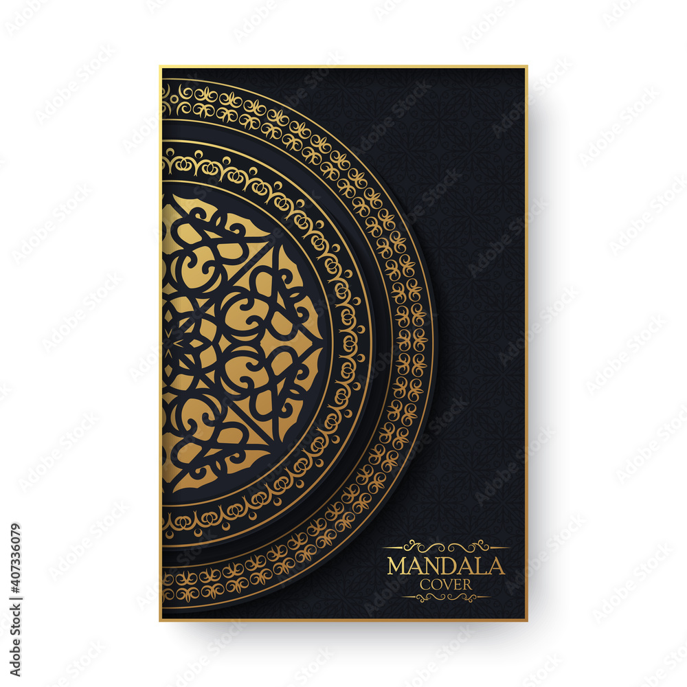 Luxury greeting card with mandala motif and border in retro style Luxury greeting card with mandala motif and border in retro style