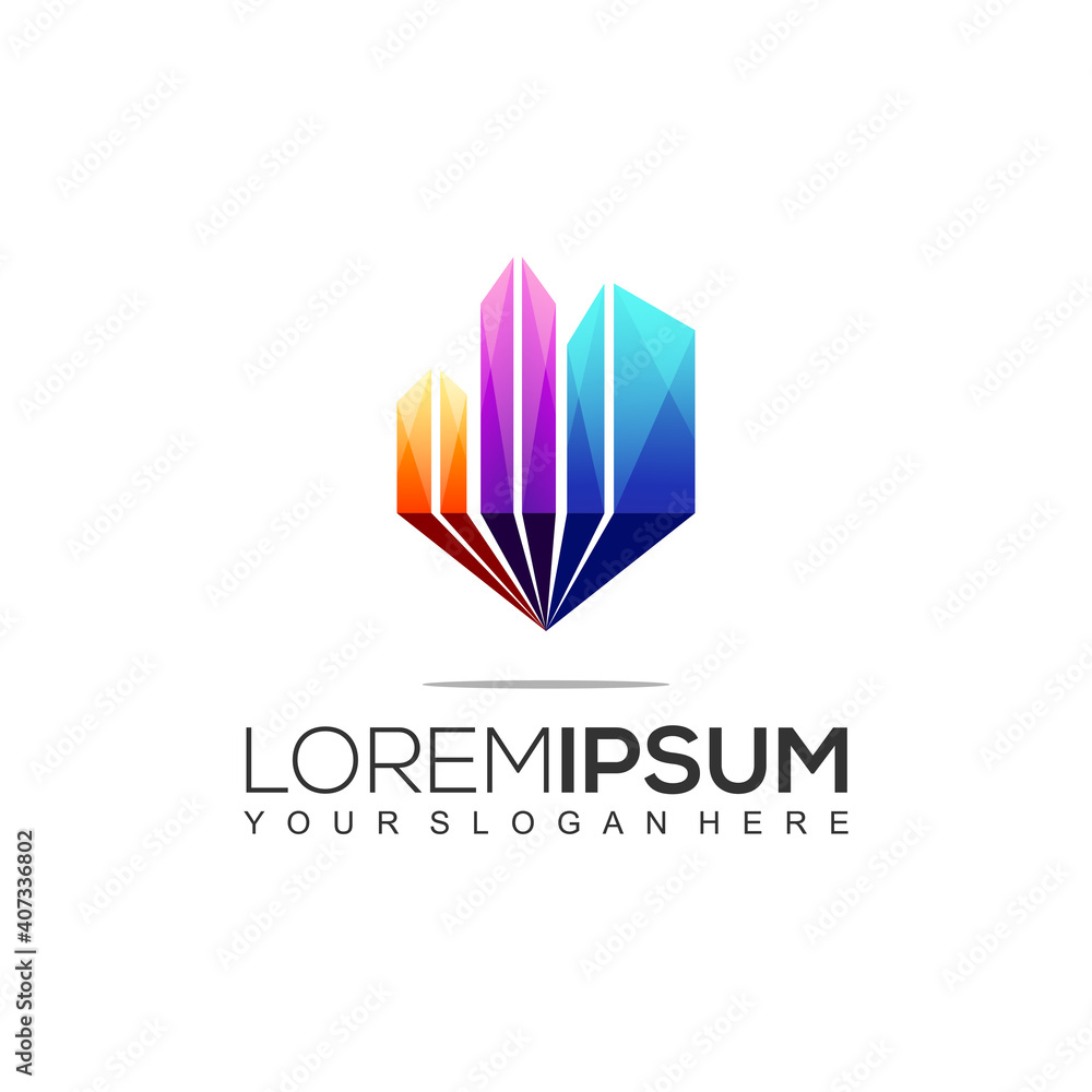 Modern Home Construction Colorful Logo Template Modern Home Construction Colorful Logo Template