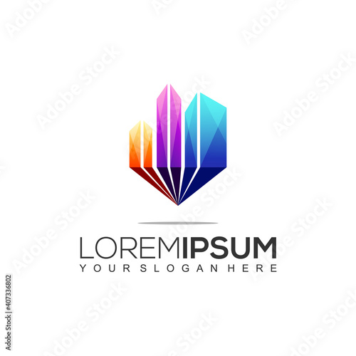 Modern Home Construction Colorful Logo Template