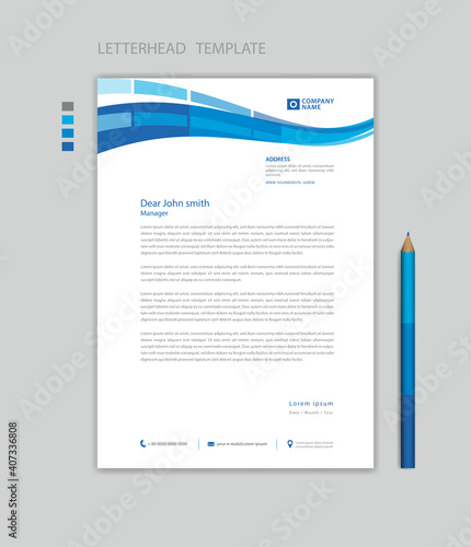 Letterhead template design minimalist Style vector, letterhead design mockup, letterhead for business advertisement layout, Blue concept background creative design