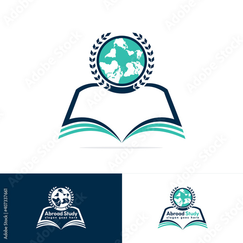 Education badge logo design. Global book education design logo template.