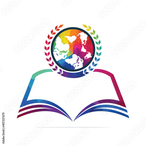 Education badge logo design. Global book education design logo template. photo