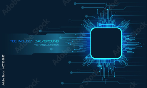 Abstract blue technology cyber circuit computer with banner blank space futuristic vector background illustration.
