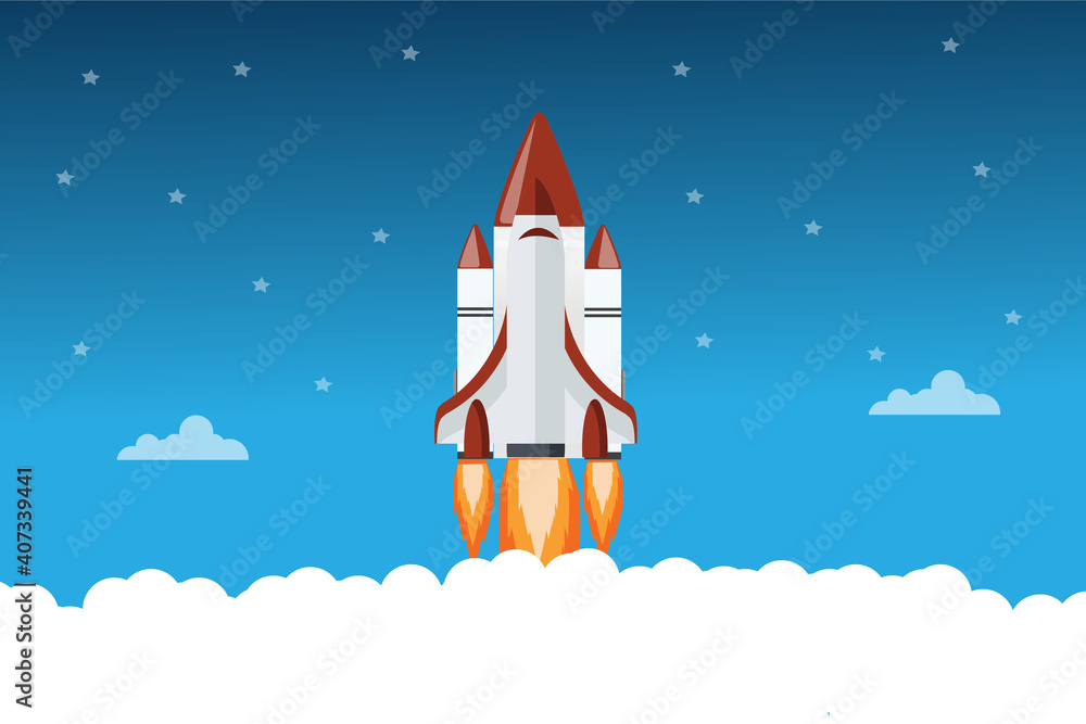 Start Up. Rocket ship. Flat design modern vector and  a new innovation new design for future.
