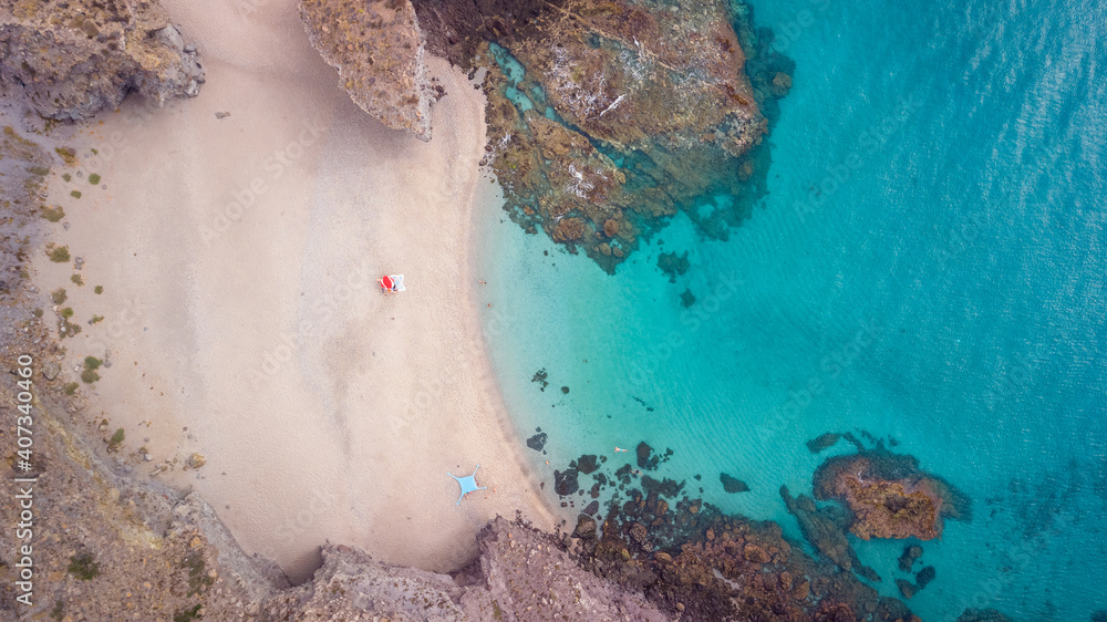 Αυτοκόλλητο Playa de los muertos desde el aire - Cabo de Gata, Almería