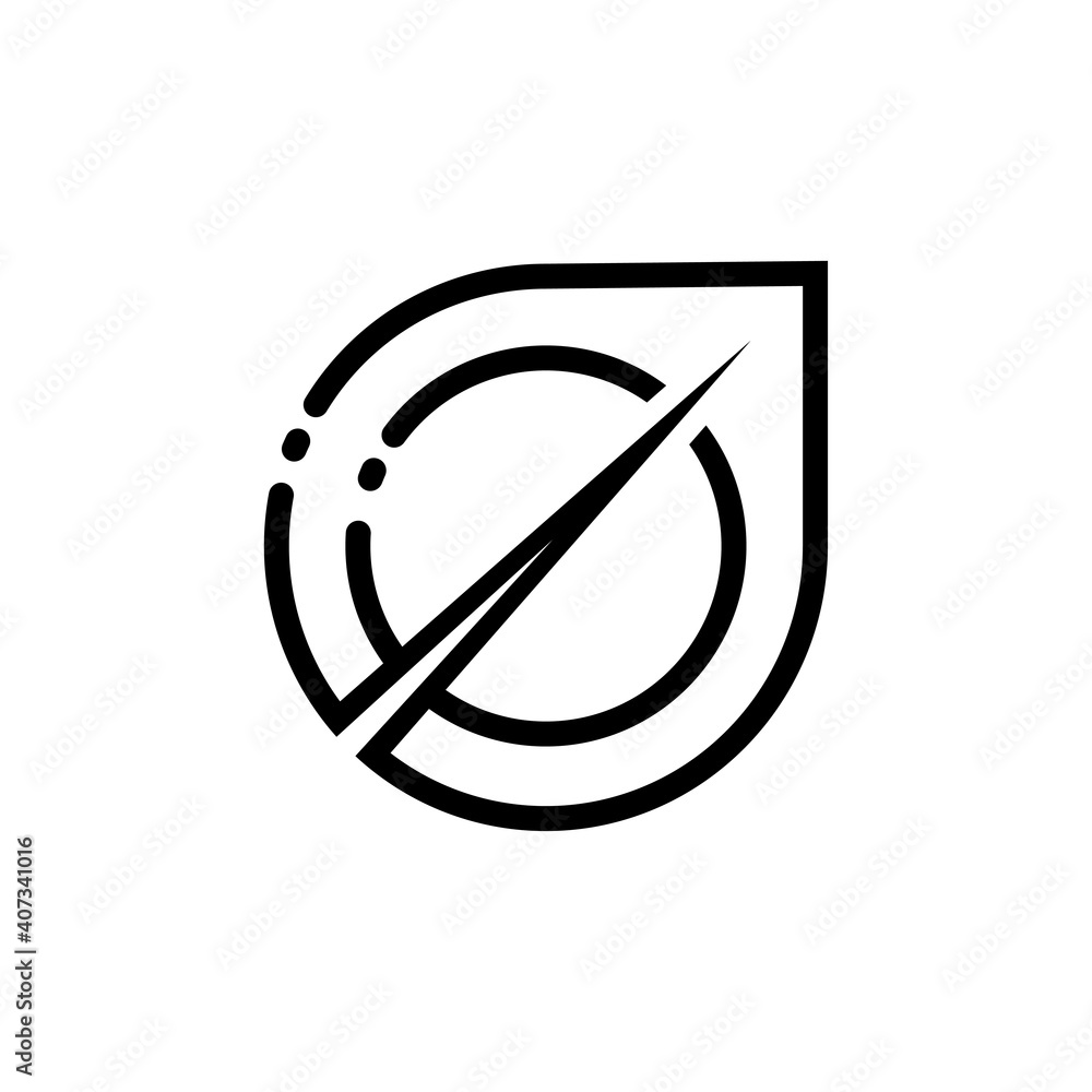 modern leaf logo with line design black color, technology, nature, and environment template