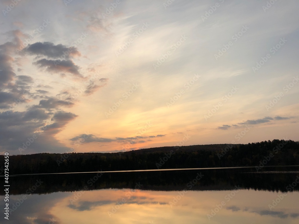 Sunrise on a lake landscape