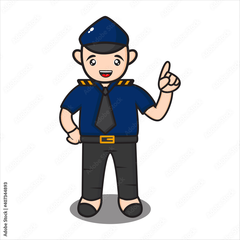 cute mascot police, cartoon police character on white background vector eps 10