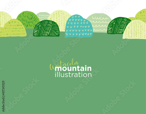 水彩風の山のベクターイラスト背景