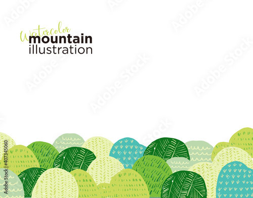水彩風の山のベクターイラスト背景