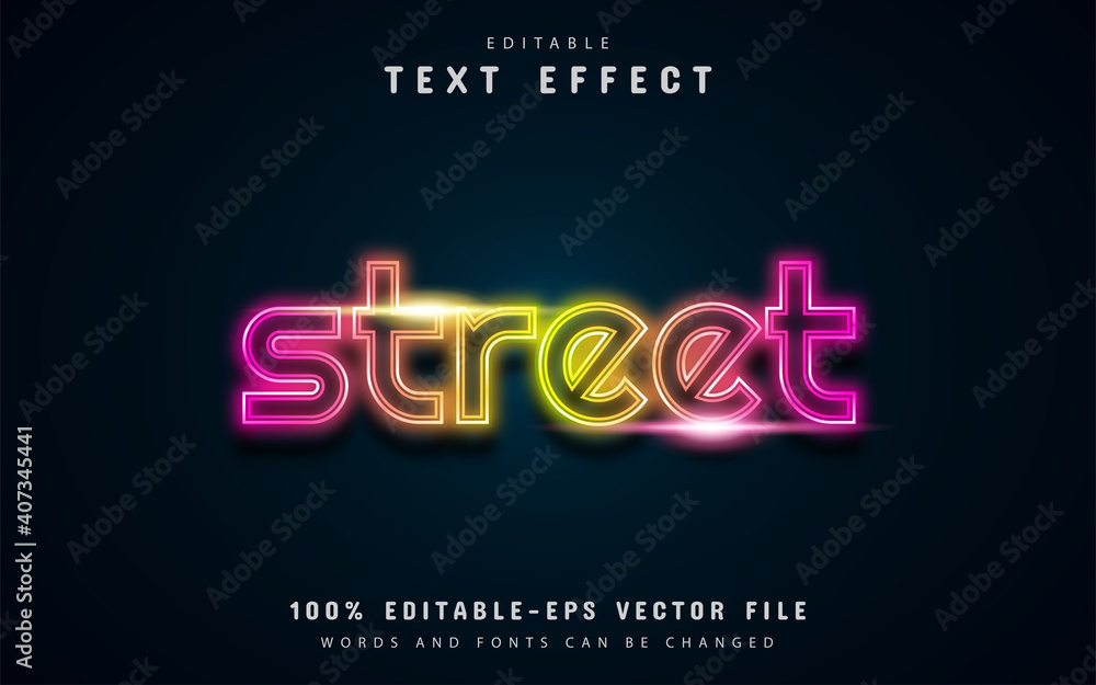 Street text, neon style text effect Street text, neon style text effect