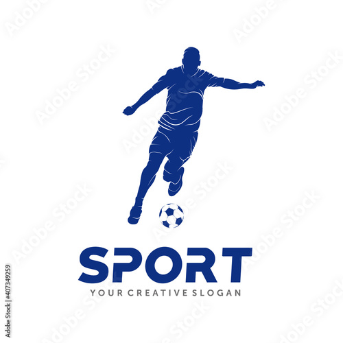 Soccer Illustration Logo Vector. Football Player Man Logo Vector