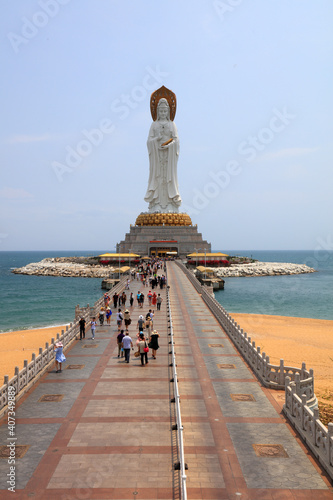 Guanyin sculpture on the sea in Nanshan tourist area  Sanya City  Hainan Province  China
