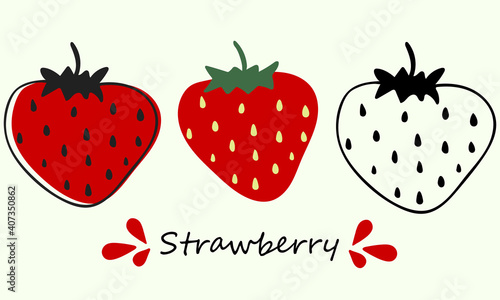 Vector set strawberry. Hand-drawn design. Berry on white background