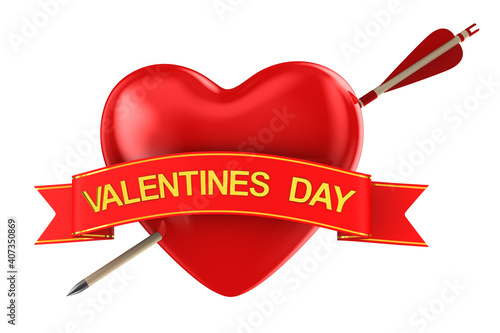 Arrow and heart on white ba...