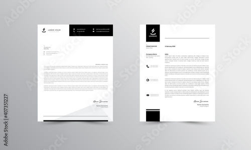 Modern Business Letterhead Design Template, Black Abtract Letterhead Design, Letterhead Template,  - vector