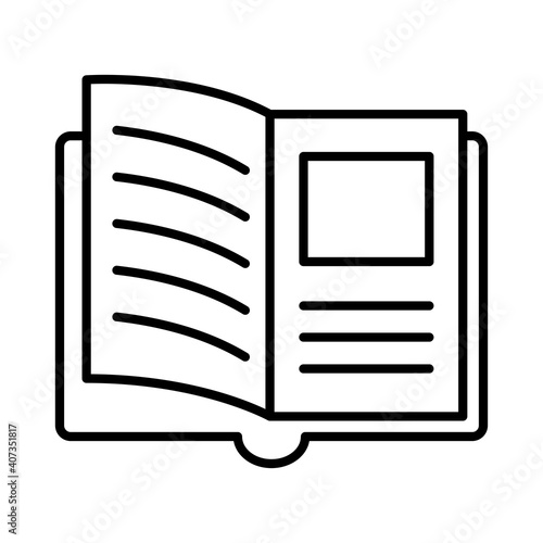 open book with picture line style icon vector design