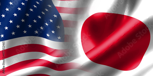 アメリカ　 日本　国旗　背景