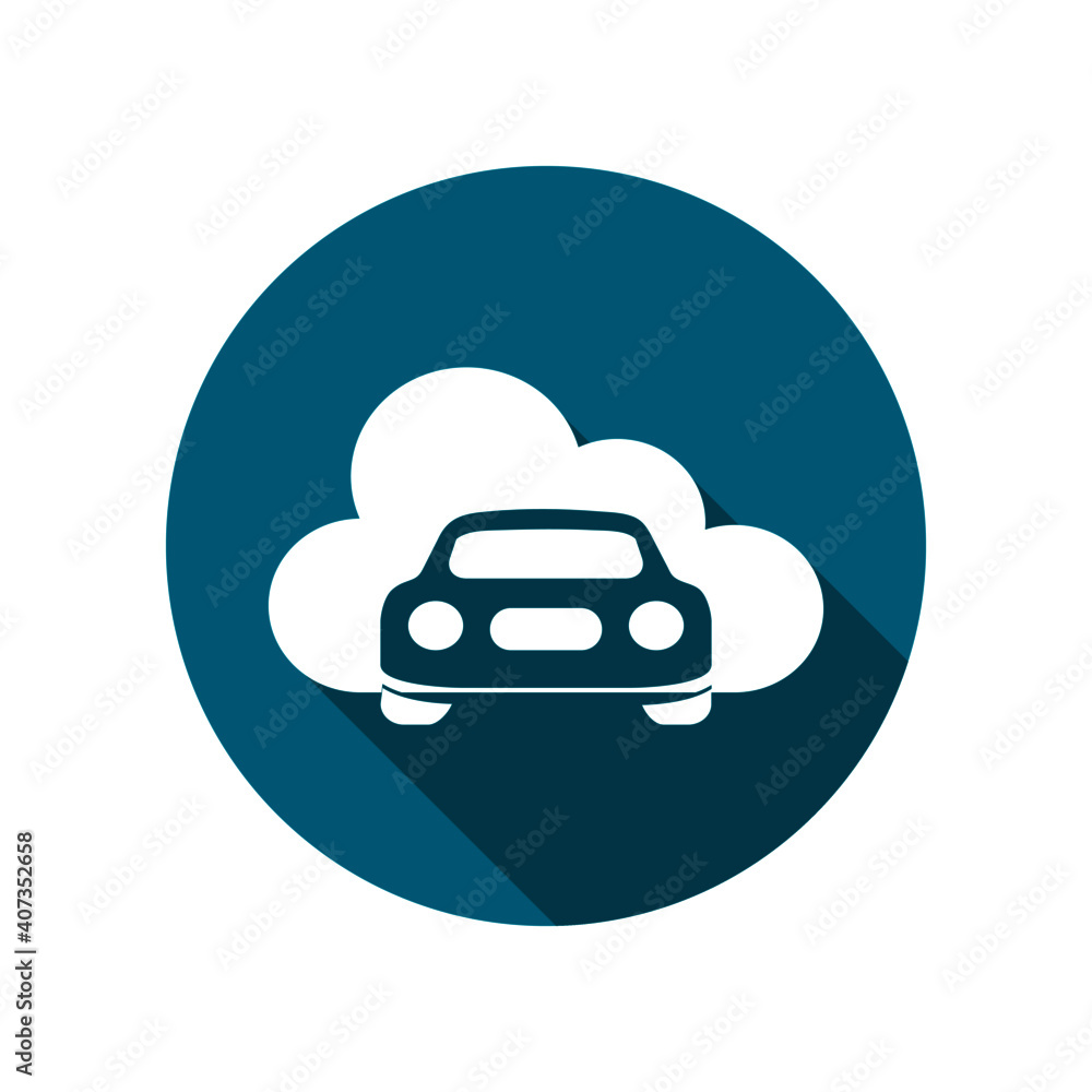 Car icon on cloud. isolated on white background