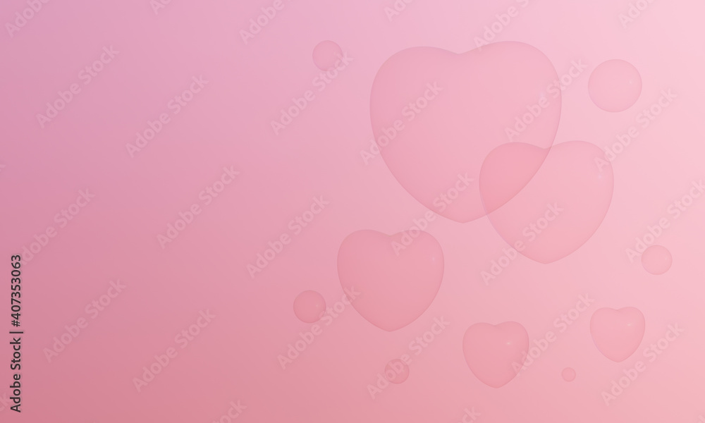 3D rendered pink heart bubbles. Lovely Valentine.