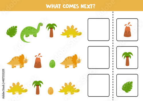 What comes next game with cartoon dinosaurs.