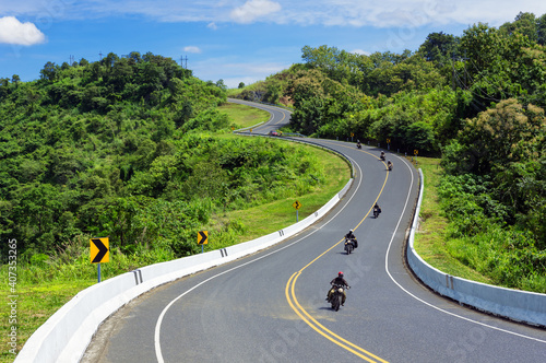 Road number 3 or the beautiful sky road above the mountain peak where tourists' motorcycles roaming the mountain in Nan Province, Thailand. © 24Novembers