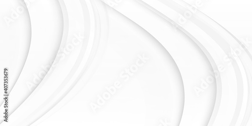 White tech background, with a geometric wave structure. Clean, minimal design with simple futuristic forms. 3D render with shadows