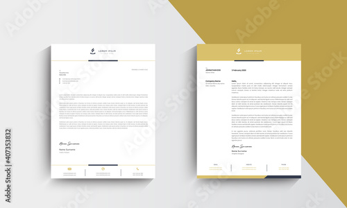 yellow Modern Business Letterhead Design Template, Abtract Letterhead Design, Letterhead Template,  - vector