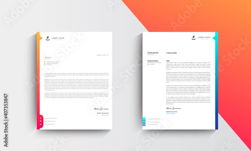 Orange and blue  Modern Business Letterhead Design Template, Abtract Letterhead Design, Letterhead Template,  - vector