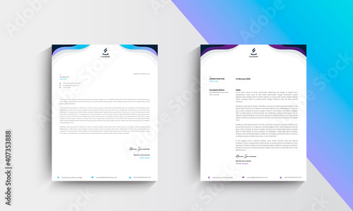 Blue and Purple  Modern Business Letterhead Design Template, Abtract Letterhead Design, Letterhead Template,  - vector