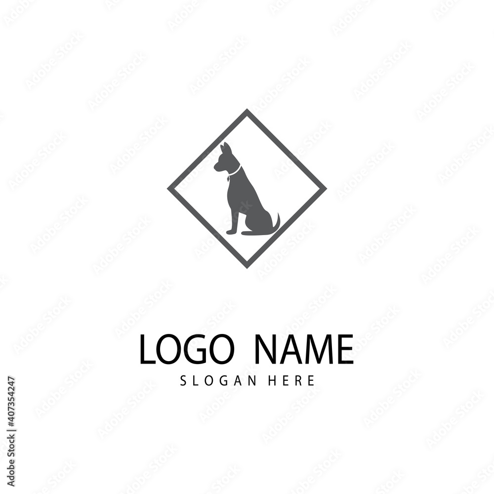Cat and Dog vector silhouettes logo template Cat and Dog vector silhouettes logo template
