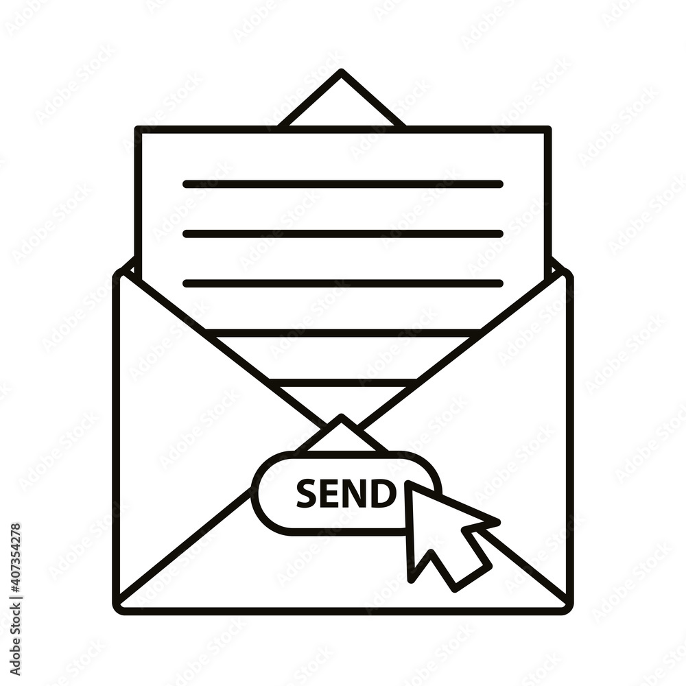 Digital marketing envelope with send button line style icon vector design Digital marketing envelope with send button line style icon vector design