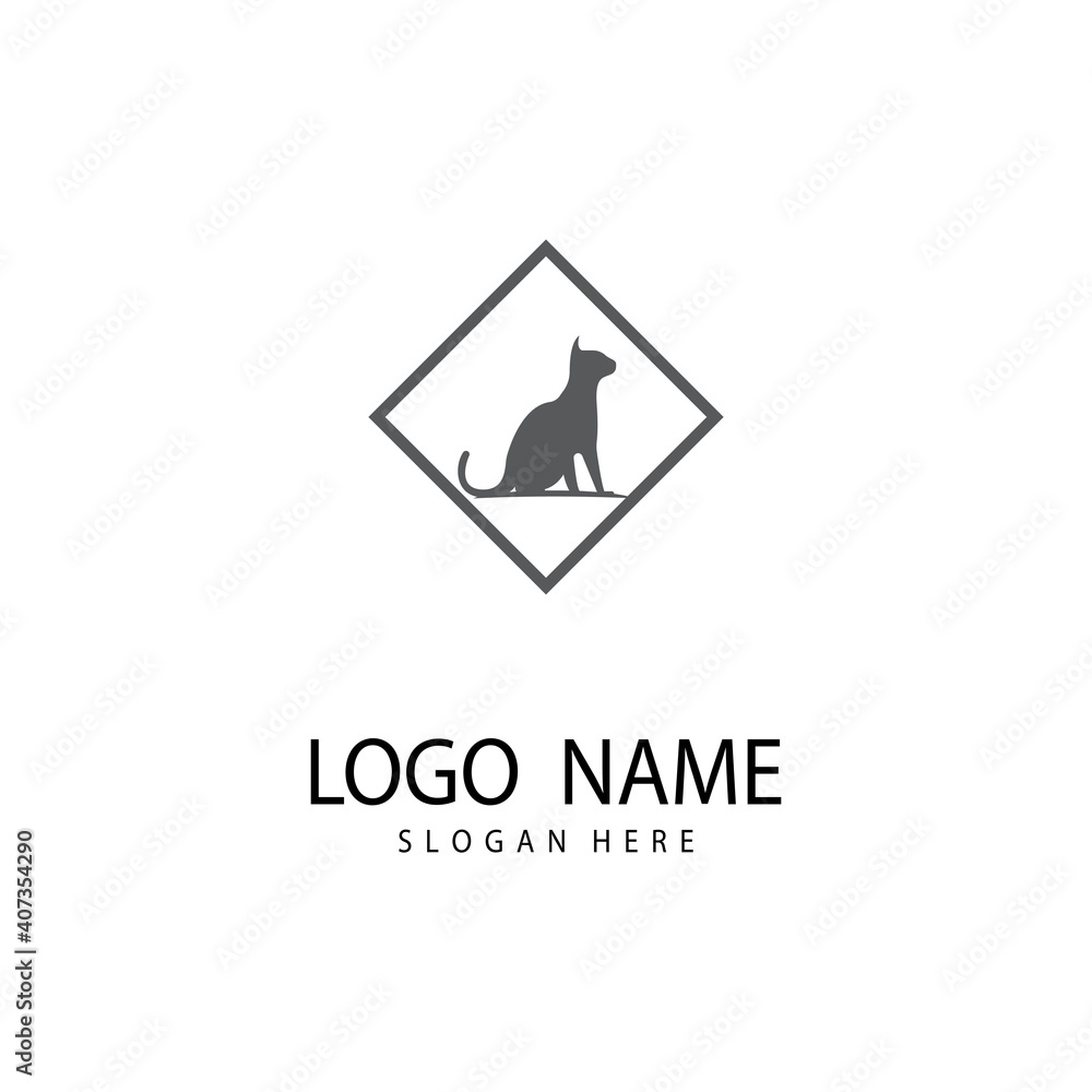Fototapeta premium Cat and Dog vector silhouettes logo template