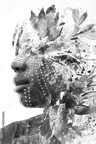 A creative artistic paintography portrait