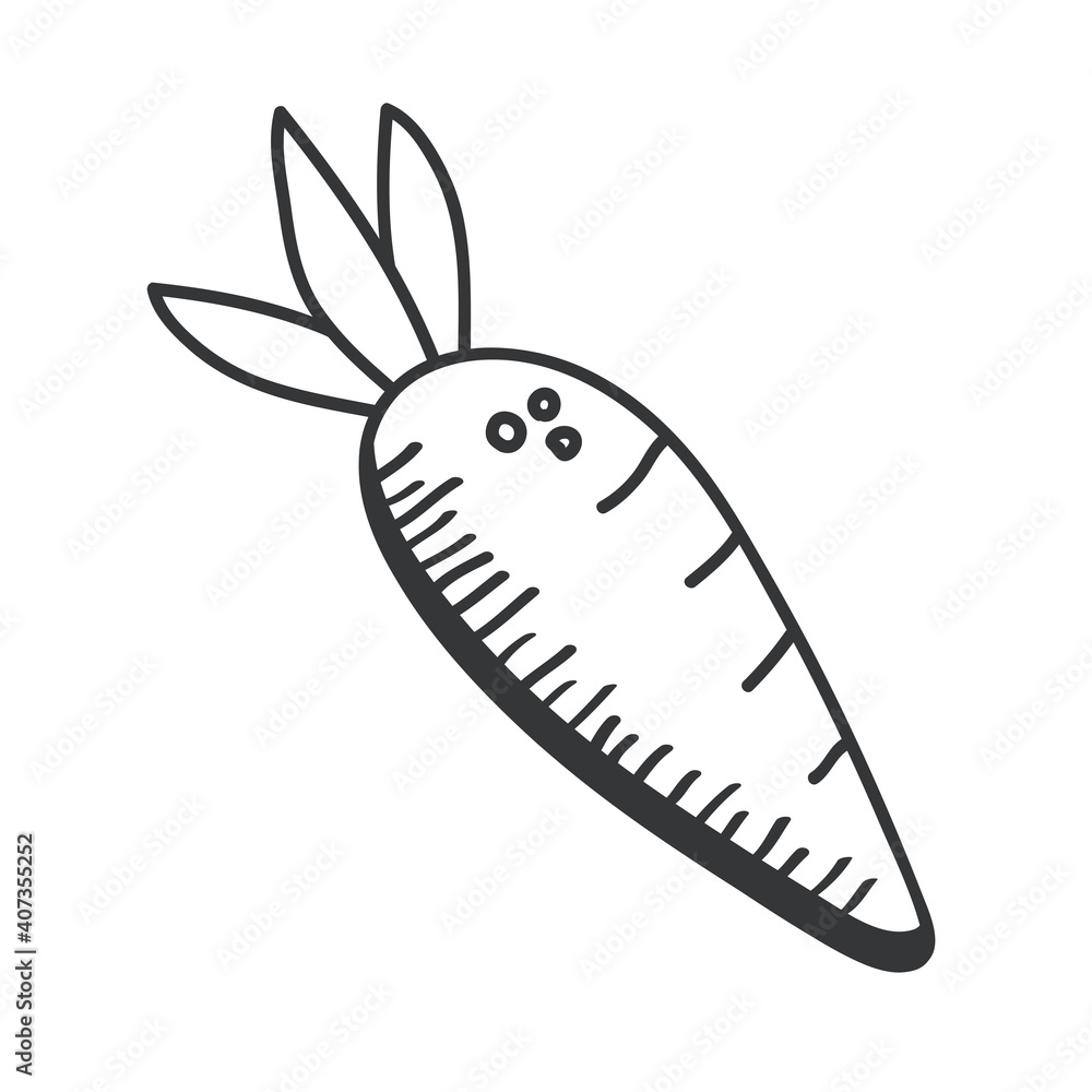 carrot vegetable hand draw and line style icon vector design carrot vegetable hand draw and line style icon vector design