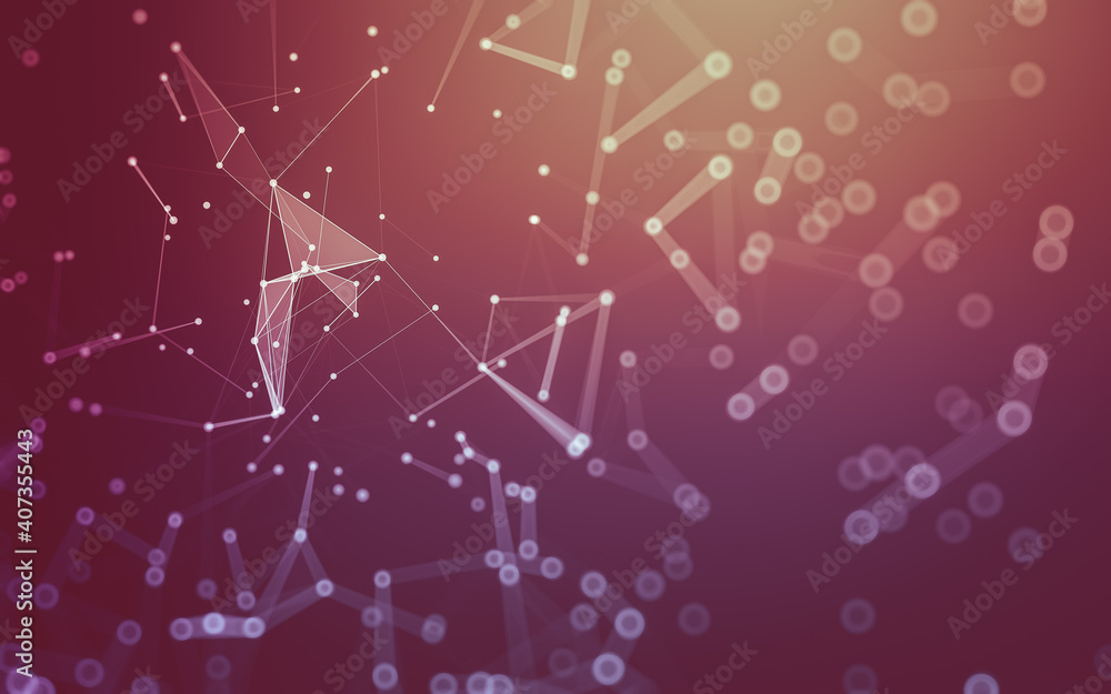 Fototapeta premium Abstract background. Molecules technology with polygonal shapes, connecting dots and lines. Connection structure. Big data visualization.